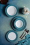 Hermia Lunor Costa 24 Ytkm Juego de Cena de Porcelana 24 Piezas Blanco y Azul Petróleo